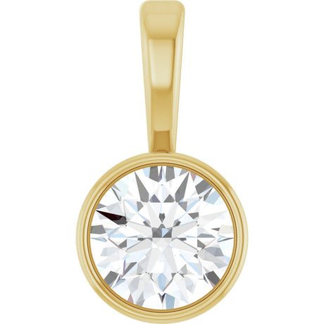 14K Yellow 1/4 CT Lab-Grown Diamond Bezel-Set Solitaire Pendant