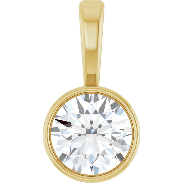14K Yellow 1/4 CT Lab-Grown Diamond Bezel-Set Solitaire Pendant