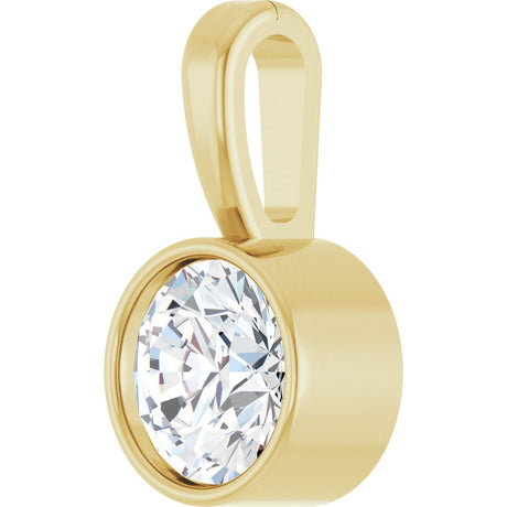 14K Yellow Gold 1/4 CT Lab-Grown Diamond Bezel-Set Solitaire Pendant