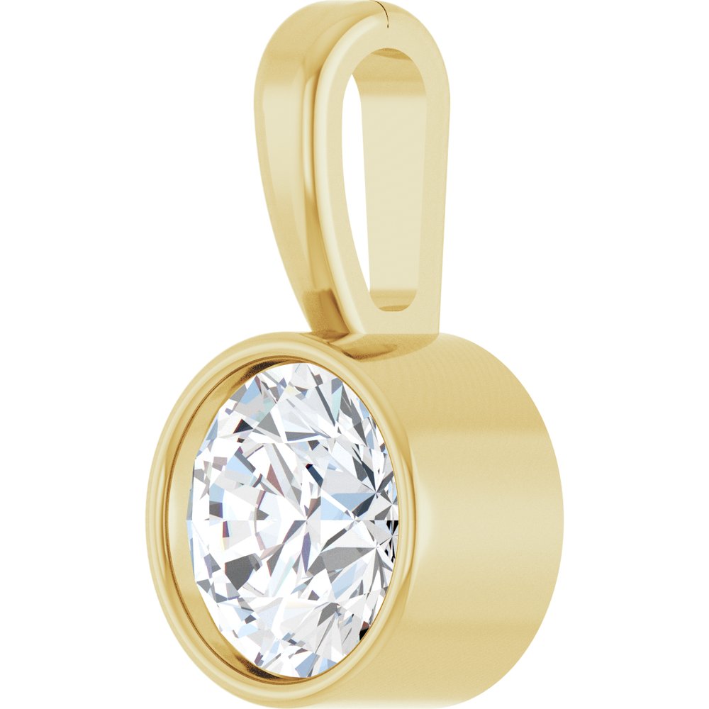 14K Yellow Gold 1/4 CT Lab-Grown Diamond Bezel-Set Solitaire Pendant