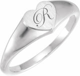 Sterling Silver Heart Signet Ring