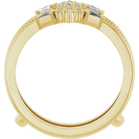 14K Yellow Gold 1/10 CTW Natural Diamond Art Deco Ring Guard