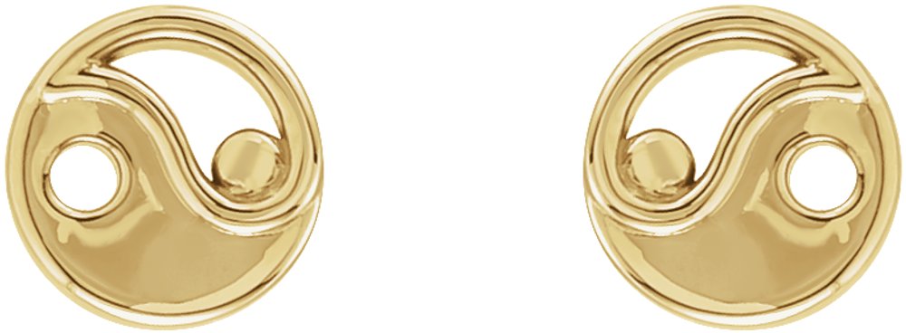 14K Yellow Yin Yang Earrings