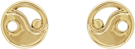 14K Yellow Yin Yang Earrings