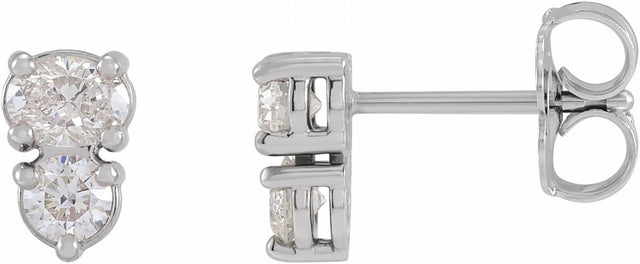 14K White 1/2 CTW Lab-Grown Diamond Two-Stone Earrings