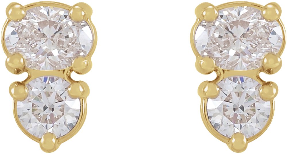 14K Yellow 1/2 CTW Natural Diamond Two-Stone Earrings