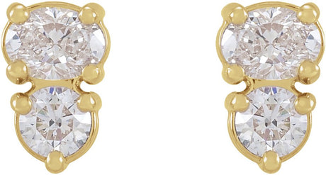 14K Yellow 1/2 CTW Natural Diamond Two-Stone Earrings