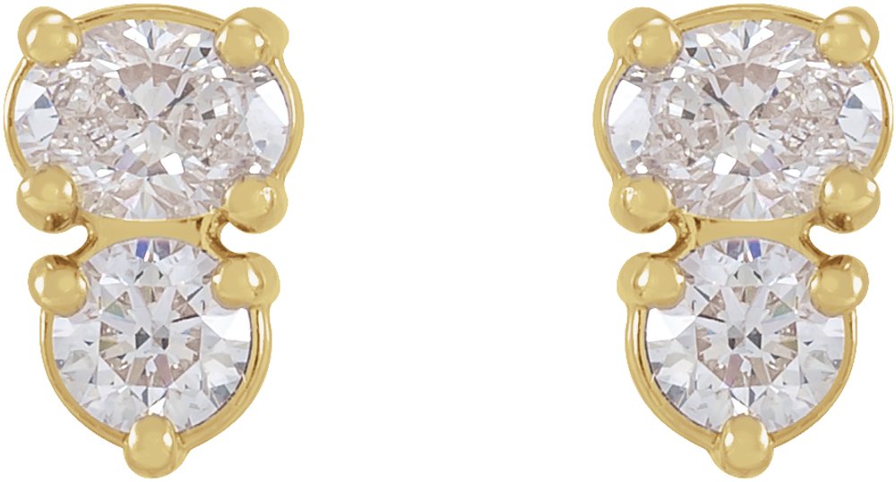14K Yellow 1/2 CTW Natural Diamond Two-Stone Earrings