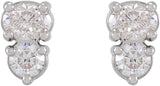 14K White 1/2 CTW Lab-Grown Diamond Two-Stone Earrings