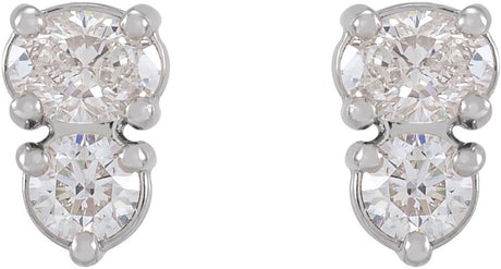 14K White 1/2 CTW Lab-Grown Diamond Two-Stone Earrings