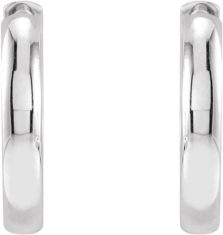 14K White Gold 15 mm Hinged Hoop Earrings