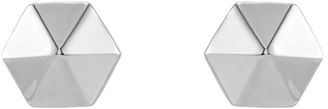 14K White Hexagon Earrings