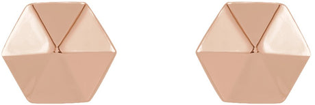 14K Rose Hexagon Earrings