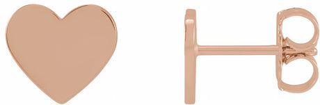 14K Rose Gold 8 mm Engravable Heart Earrings