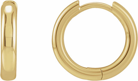 14K Yellow Gold Hinged 15 mm Hoop Earrings