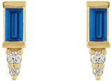14K Yellow Gold Natural Blue Sapphire & .03 CTW Natural Diamond Bar Earrings