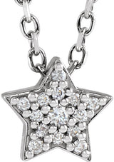 14K White Gold .04 CTW Natural Diamond Star 16-18" Necklace