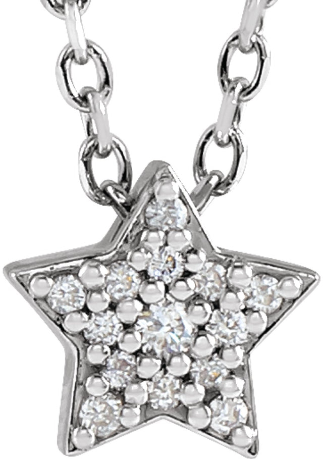 14K White Gold .04 CTW Natural Diamond Star 16-18" Necklace