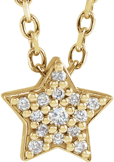 14K Yellow Gold .04 CTW Natural Diamond Star 16-18" Necklace