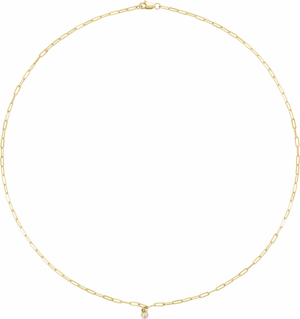 14K Yellow 1/10 CT Natural Diamond Micro Bezel-Set 18" Necklace