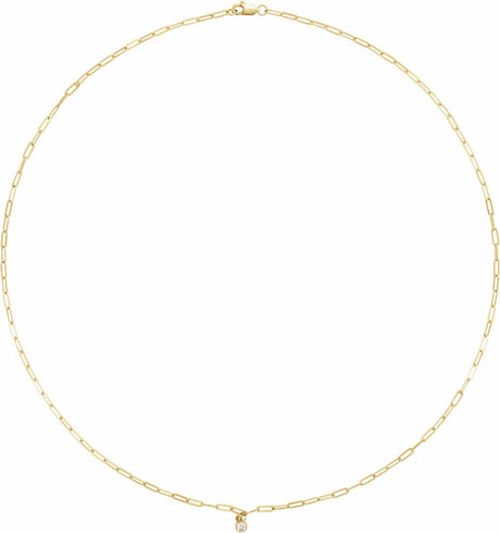 14K Yellow 1/10 CT Natural Diamond Micro Bezel-Set 18" Necklace