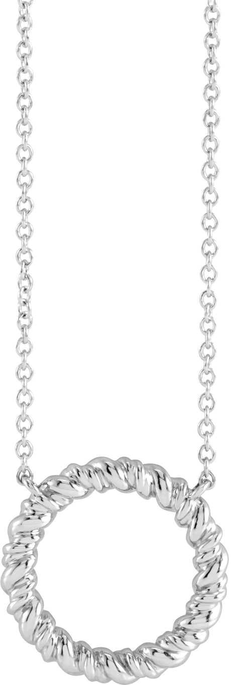 Sterling Silver 14.2 mm Rope Circle 18" Necklace