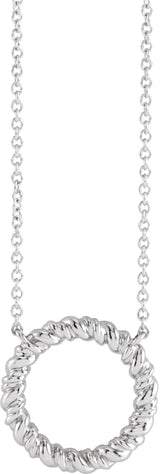 Sterling Silver 14.2 mm Rope Circle 18" Necklace