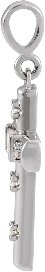 14K White Gold 1/8 CTW Natural Diamond Cross Pendant