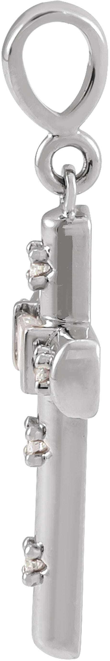 14K White 1/8 CTW Natural Diamond Cross Pendant