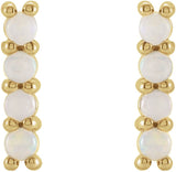 14K Yellow Gold Natural Ethiopian Opal Bar Earrings