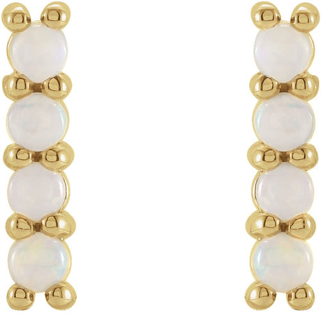 14K Yellow Gold Natural Ethiopian Opal Bar Earrings