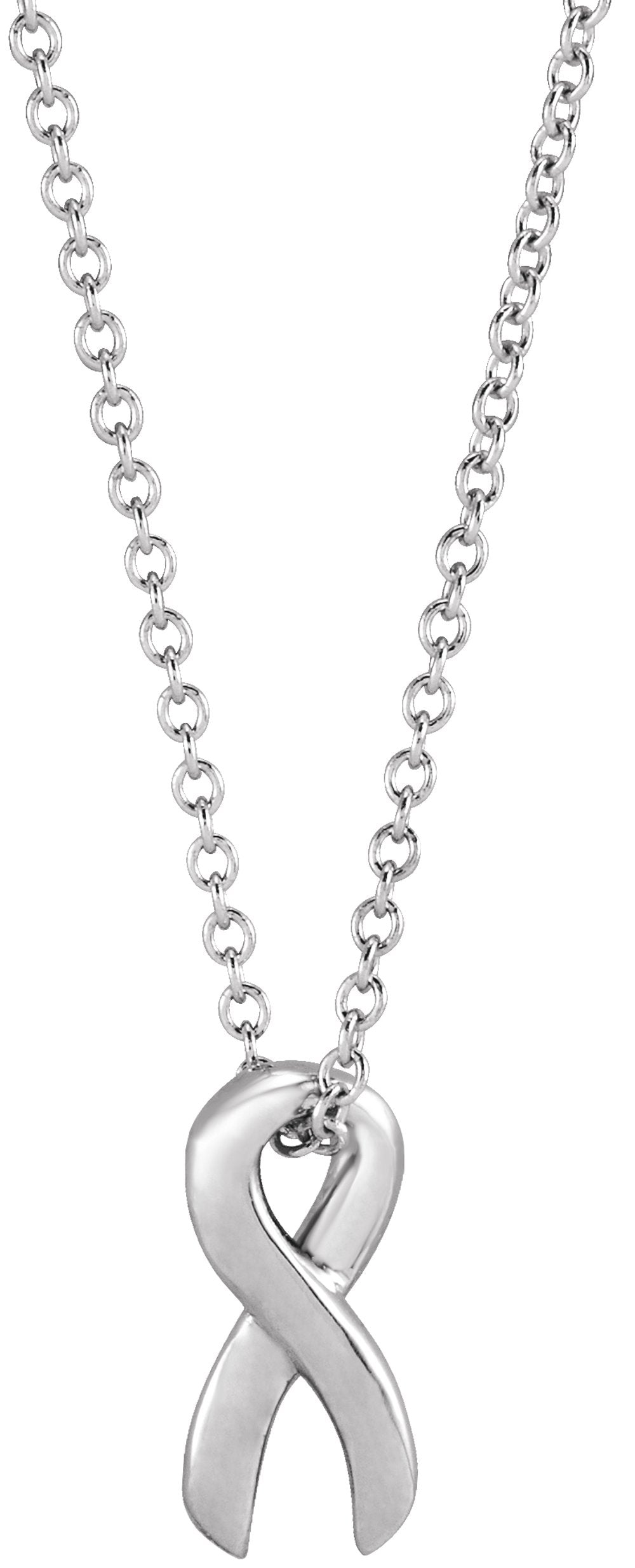 14K White Survivor Ribbon 16-18" Necklace