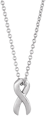 14K White Survivor Ribbon 16-18" Necklace