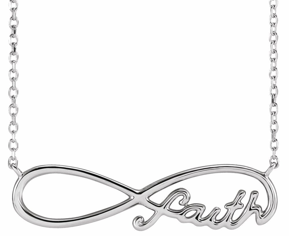 Sterling Silver Infinity-Inspired Faith 18" Necklace