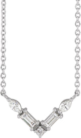 14K White Gold 1/6 CTW Natural Diamond V 18" Necklace