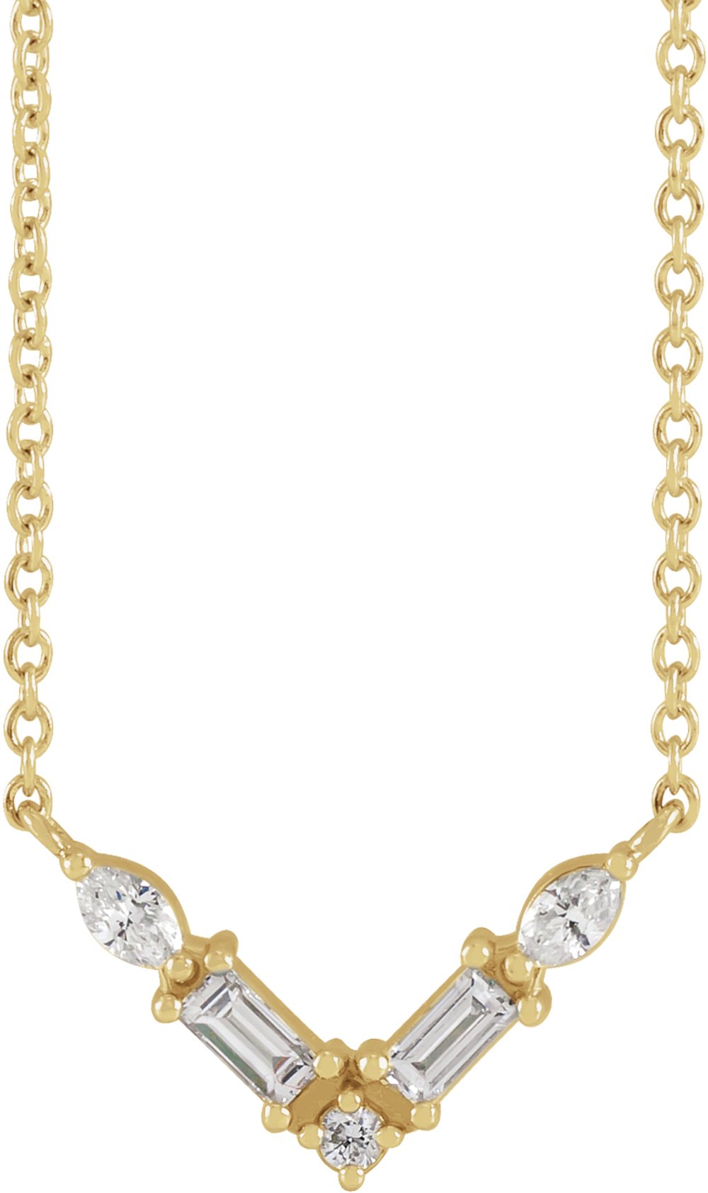 14K Yellow 1/6 CTW Natural Diamond V 18" Necklace