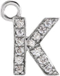 14K White Petite Pavé™ .03 CTW Natural Diamond Initial K Dangle