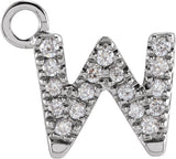 14K White Petite Pavé™ .06 CTW Natural Diamond Initial W Dangle