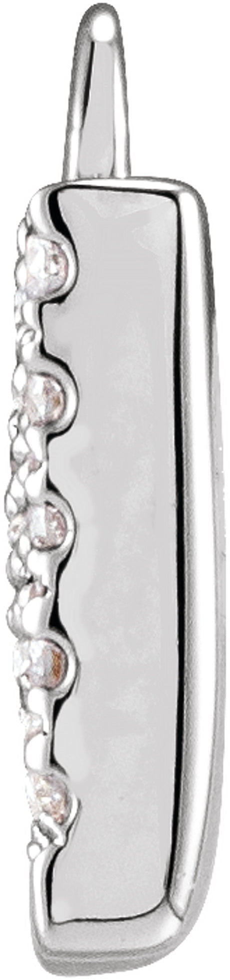 14K White Petite Pavé™ .06 CTW Natural Diamond Initial W Dangle