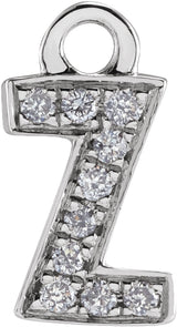 14K White Petite Pavé™ .03 CTW Natural Diamond Initial Z Dangle