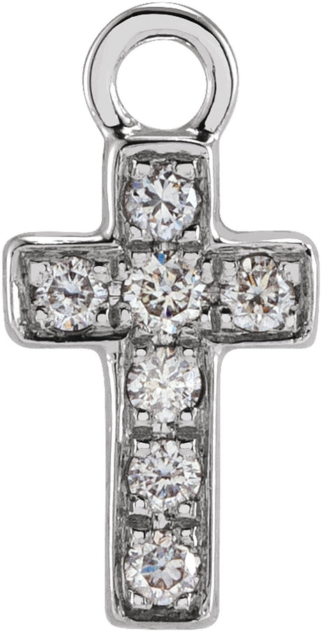 14K White Petite Pavé™ .04 CTW Natural Diamond Cross Dangle