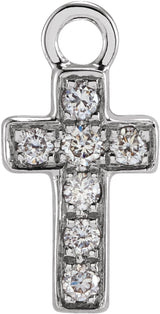 14K White Petite Pavé™ .04 CTW Natural Diamond Cross Dangle