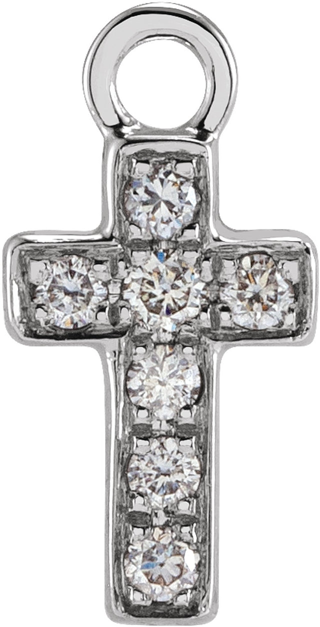 14K White Petite Pavé™ .04 CTW Natural Diamond Cross Dangle