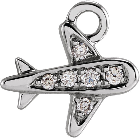 14K White Petite Pavé™ .025 CTW Natural Diamond Plane Dangle