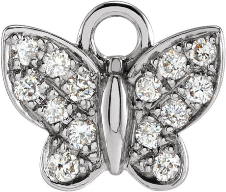 14K White Petite Pavé™ .06 CTW Natural Diamond Butterfly Dangle