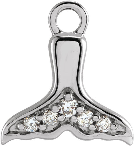 14K White Petite Pavé™ .03 CTW Natural Diamond Whale Tail Dangle