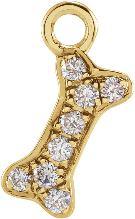 14K Yellow Petite Pavé™ .04 CTW Natural Diamond Dog Bone Dangle