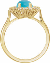 14K Yellow Natural Turquoise & 3/8 CTW Natural Diamond Ring