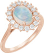 14K Rose Natural White Ethiopian Opal & 3/8 CTW Natural Diamond Ring