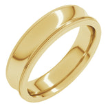 14K Yellow 5 mm Milgrain Comfort-Fit Concave Band Size 10